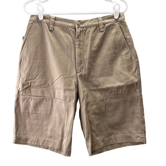 Eddie Bauer Legend Skykomish Trail Shorts size 12 Women Khaki Tan Longer NWT - Picture 1 of 6